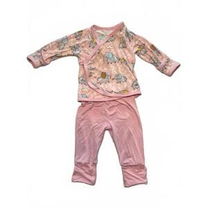 Little Sleepies Baby Pink Elephant Print Wrap Pajama Set